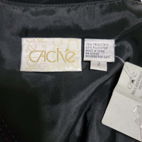 Vtg Cache Black Sequin Beaded Evening Dress Formal Gown Size 2 Scalloped Gatsby - Picture 11 of 14